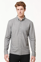Western Rise Concrete Grey Merino Wool Button Down Shirt