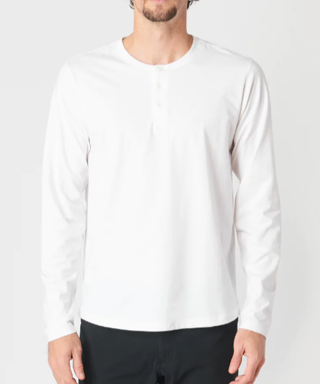 Brand Partner,Western Rise, Western Rise White Ultra Soft Cotton Longsleeve Henley, White, Medium-40-TagS