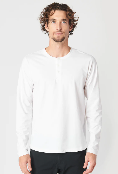 Brand Partner,Western Rise, Western Rise White Ultra Soft Cotton Longsleeve Henley, White, Large-43-TagL