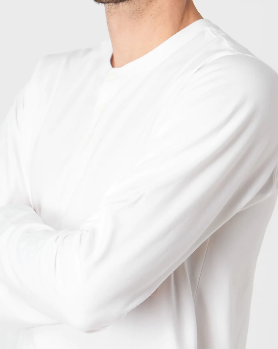 Brand Partner,Western Rise, Western Rise White Ultra Soft Cotton Longsleeve Henley, White, Large-44-TagL