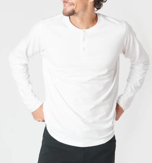 Brand Partner,Western Rise, Western Rise White Ultra Soft Cotton Longsleeve Henley, White, Medium-40-TagS