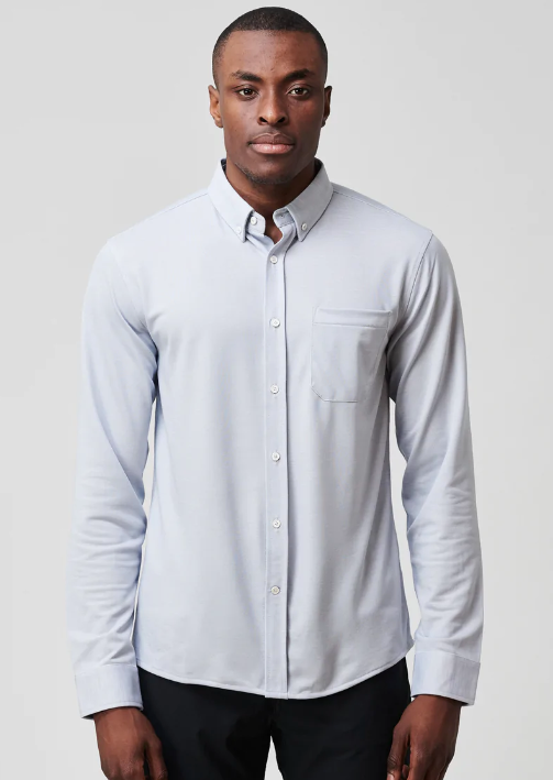 Brand Partner,Western Rise, Western Rise Light Blue Merino Wool Button Down Shirt, Blue, Large-44-TagL