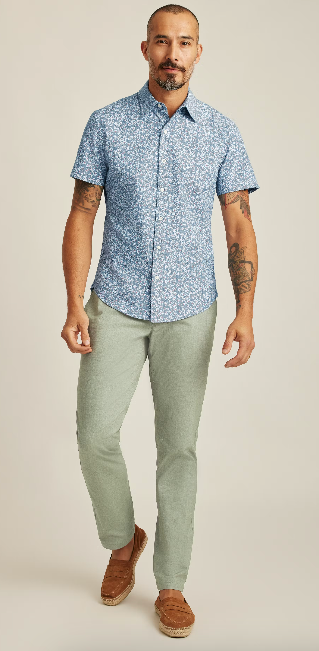 Bonobos Chambray Flower Stretch Short Sleeve Shirt