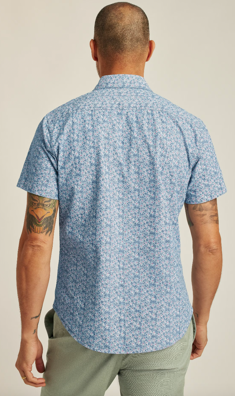 Wholesale,Bonobos, Bonobos Chambray Flower Stretch Short Sleeve Shirt, Blue, Extra Extra Large-51-TagXXLExtra Large-48-TagXLLarge-45-TagL