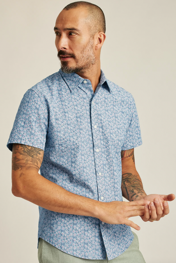 Bonobos Chambray Flower Stretch Short Sleeve Shirt