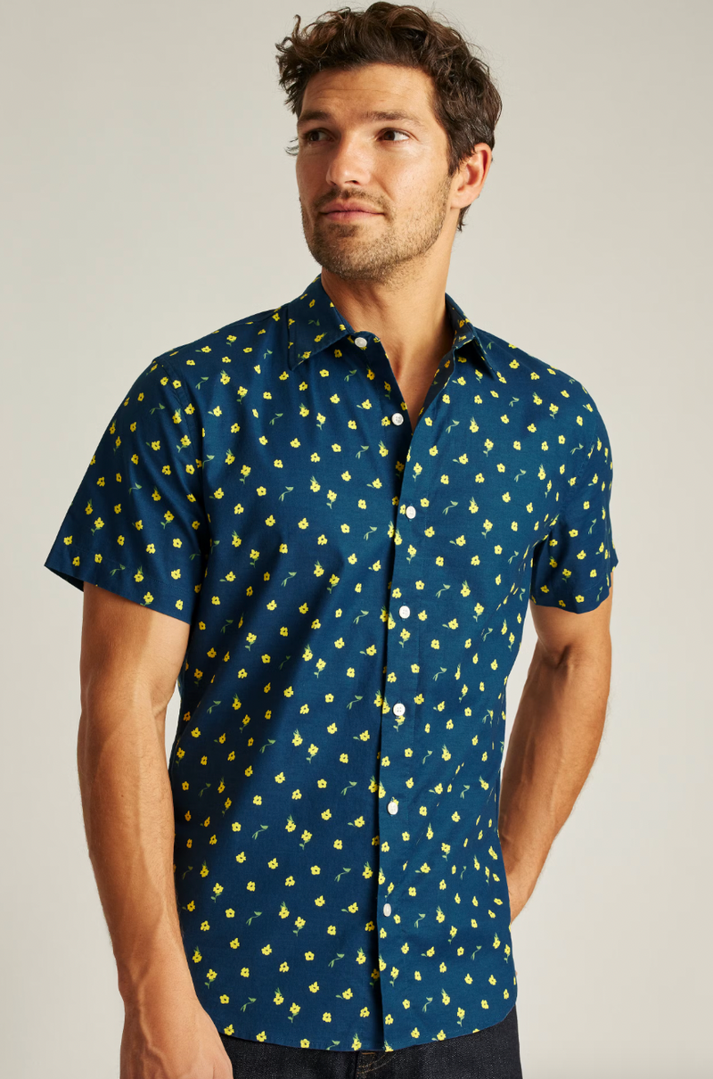 Bonobos Navy Floral Stretch Short Sleeve Shirt