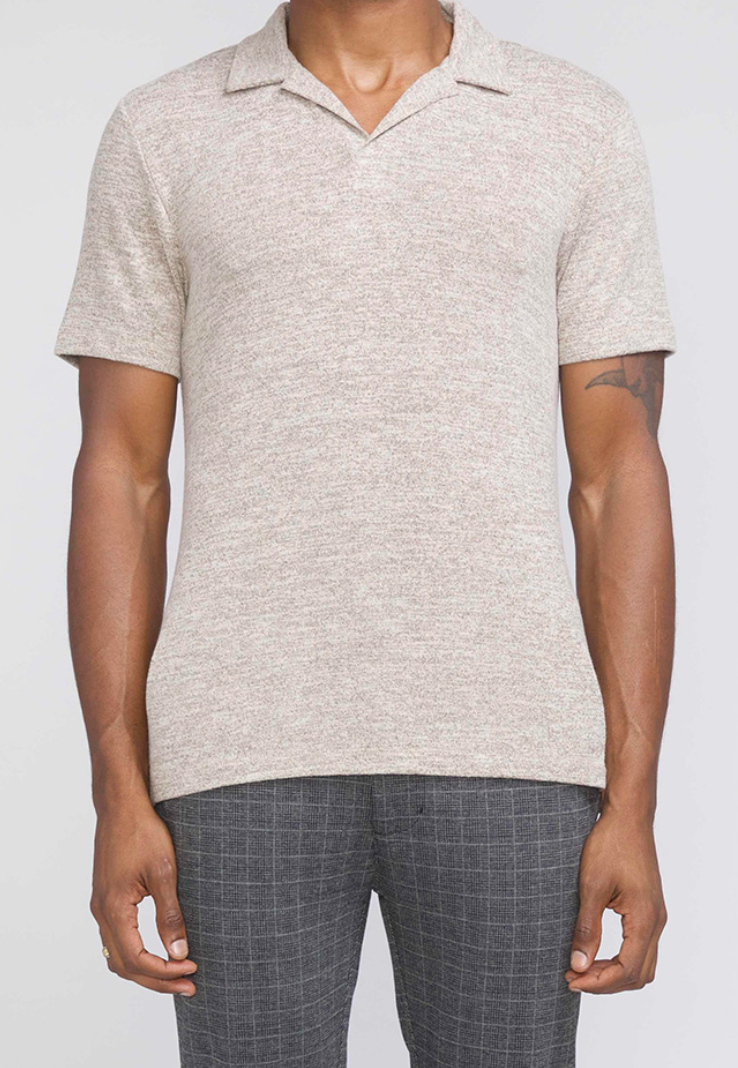 Civil Society Heather Beige Short Sleeve Polo