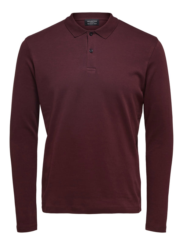 Selected Homme Burgundy Knit Longsleeve Polo