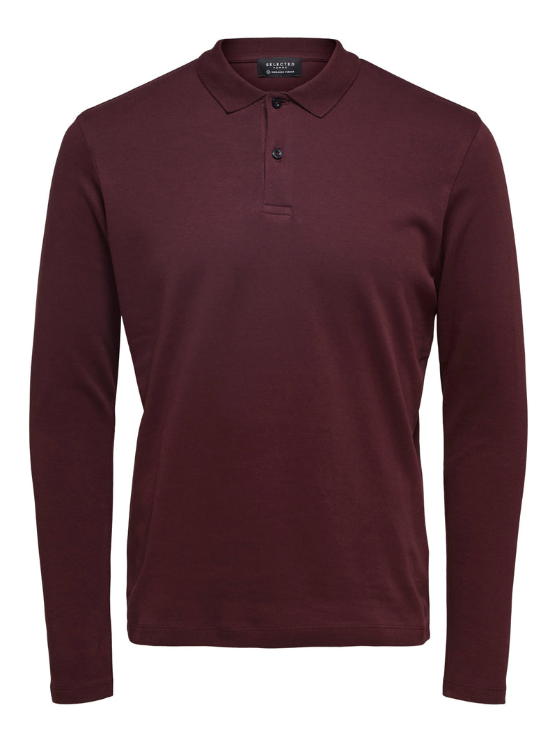 Selected Homme Burgundy Knit Longsleeve Polo