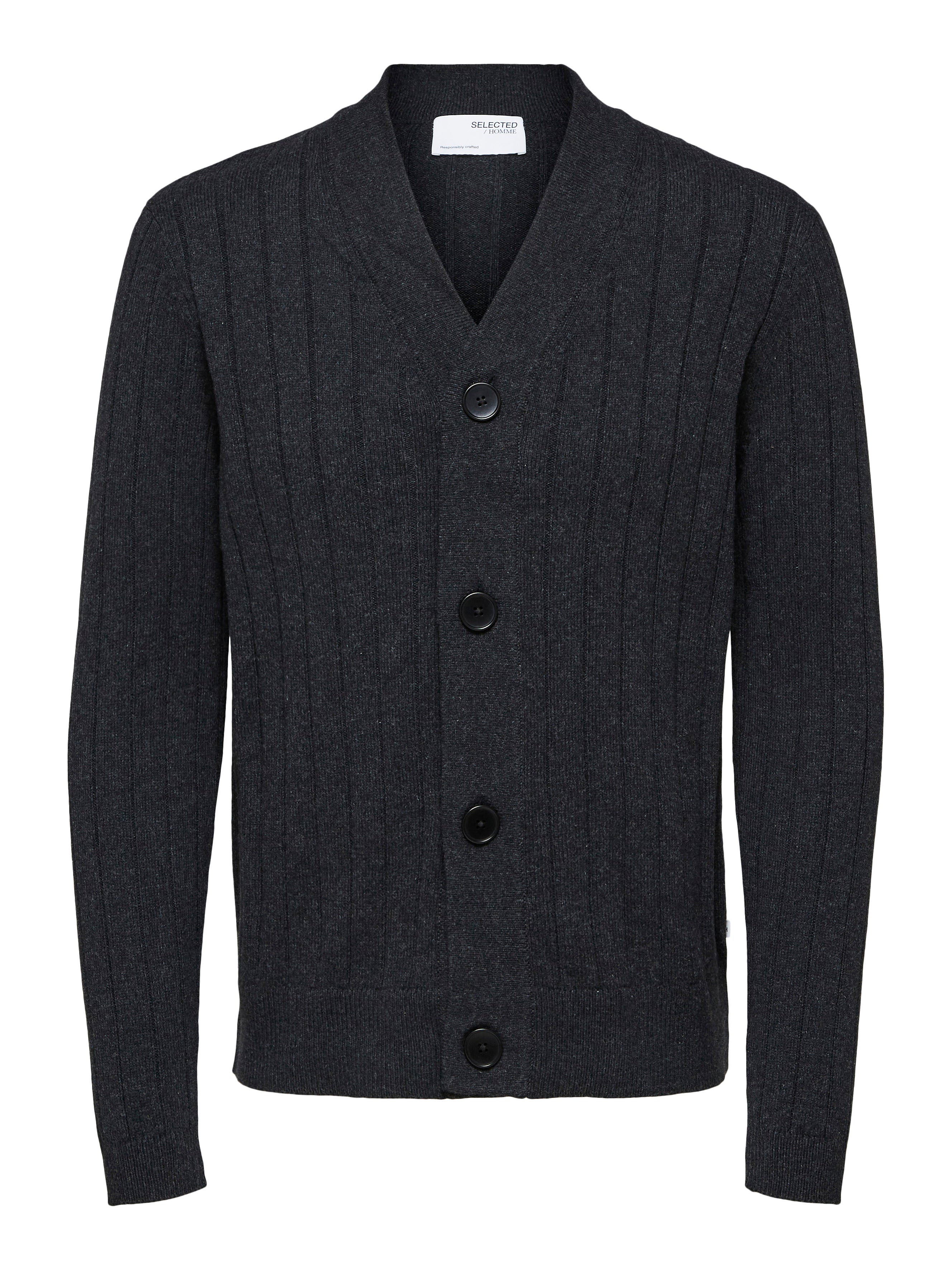 Wholesale,Selected Homme, Selected Homme Dark Grey Knit Relaxed Fit Cardigan, Grey, Extra Extra Large-52-TagXXL