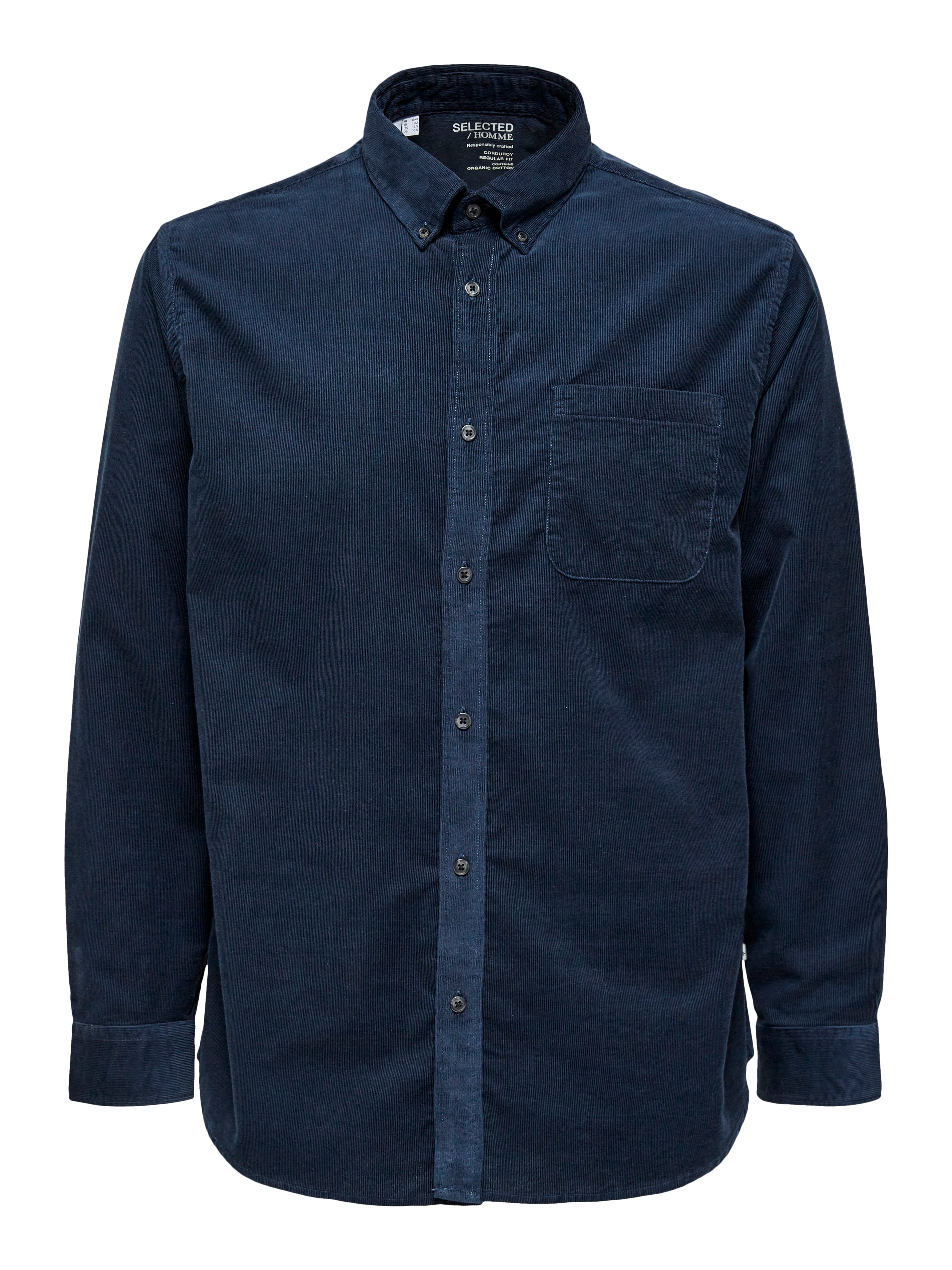 Wholesale,Civil Society, Selected Homme Navy Corduroy Longsleeve Button Up Shirt, Blue, Medium-44-TagM