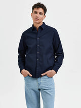 Selected Homme Navy Textured Button Shirt Long Sleeve