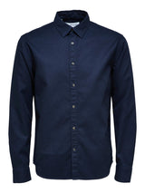 Selected Homme Navy Textured Button Shirt Long Sleeve