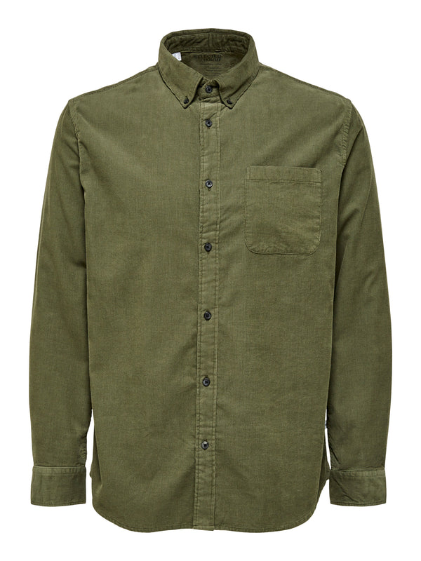 Selected Homme Olive Green Corduroy Longsleeve Button Up Shirt