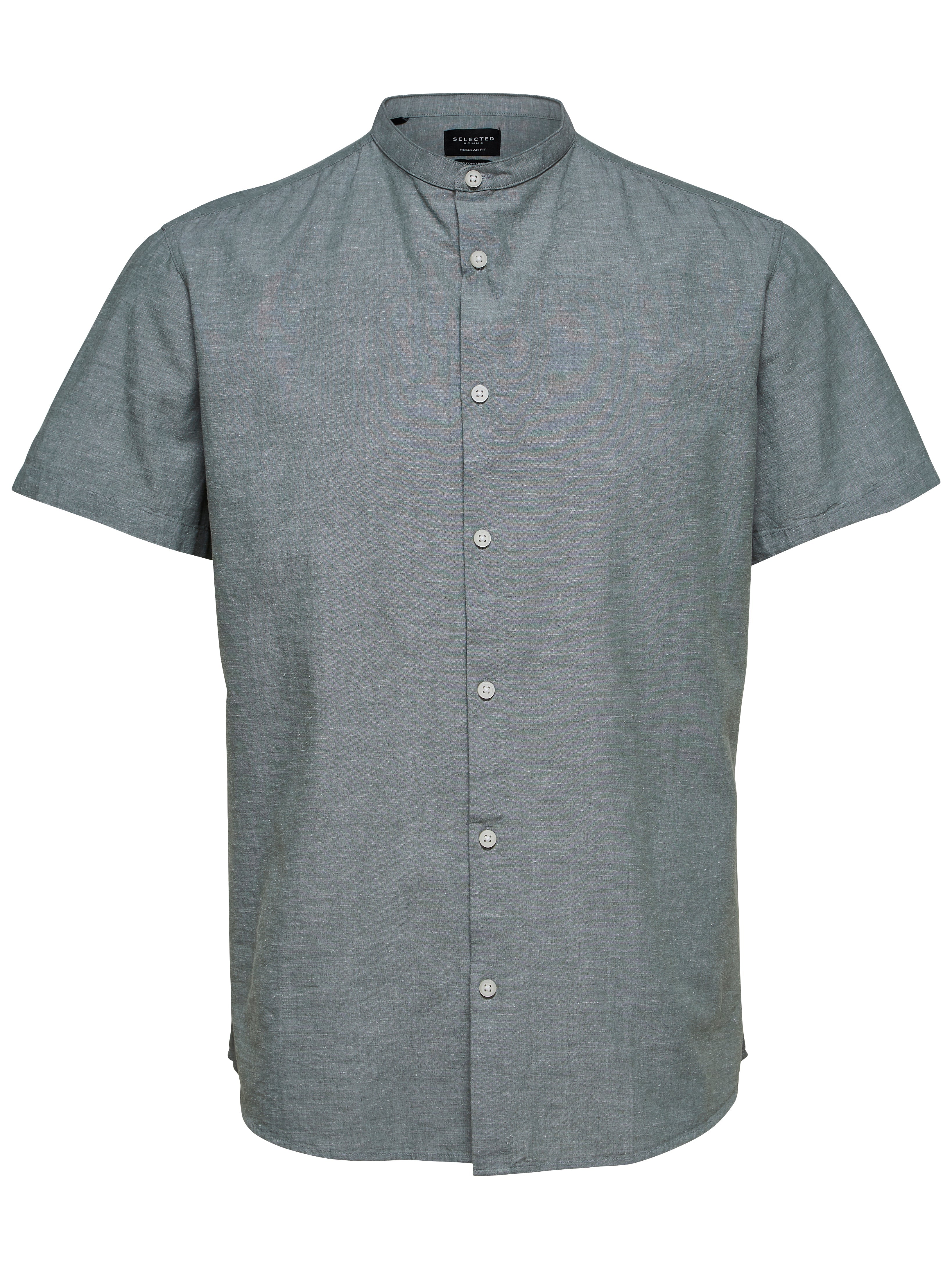 Wholesale,Selected Homme, Selected Homme Pastel Green Heathered Mandarin Collar Short Sleeve Button Up Shirt, Green, Extra Large-50-TagXXL