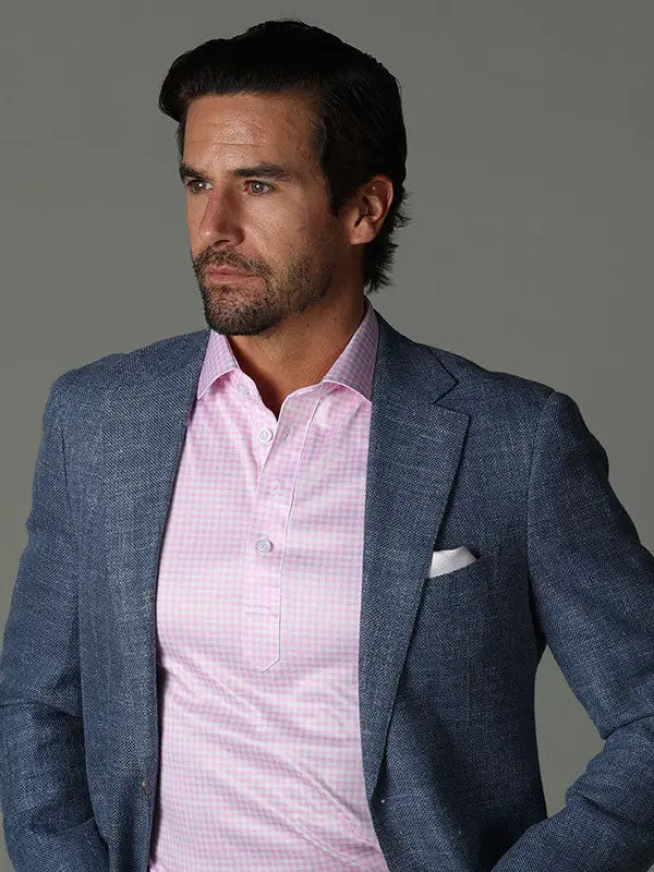 Faire,Collars & Co, Collars & Co Light Pink Gingham Print 4-Way Stretch Short Sleeve Button Down Polo, Pink, Extra Extra Large-52-TagXXLLarge-44-TagLLarge-45-TagLMedium-43-TagMLarge-45-TagXLMedium-42-TagLSmall-42-TagS