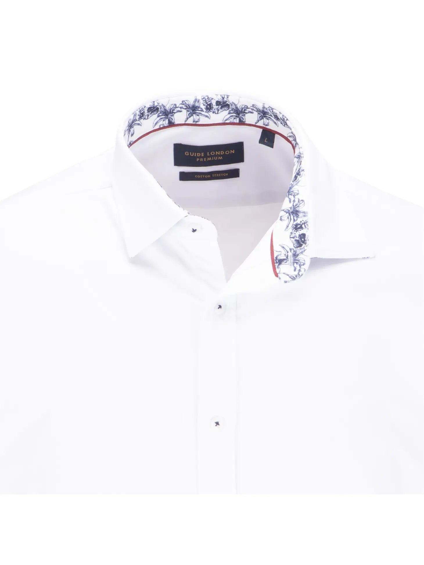 Faire,Guide London, Guide London White Cotton Stretch Jersey Short Sleeve Button Up Shirt, White, Extra Extra Large-52-TagXXXL