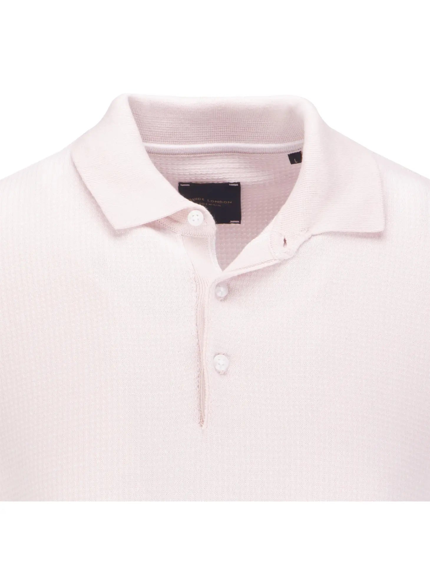 Faire,Guide London, Guide London Light Pink 2 Tone Jacquard Knit Short Sleeve Polo, Pink, Medium-40-TagL