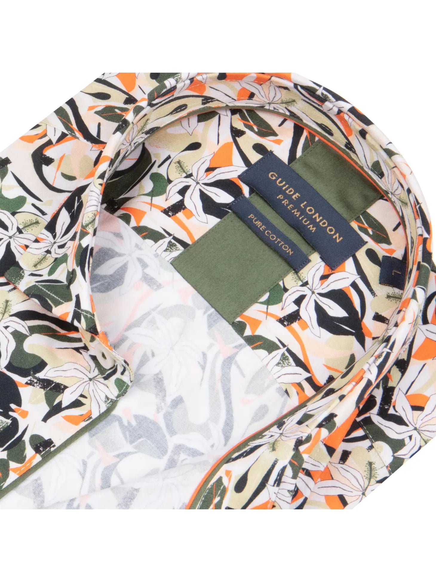Faire,Guide London, Guide London Orange & Green Vibrant Floral Short Sleeve Button Up Shirt, Orange, Large-47-TagXL