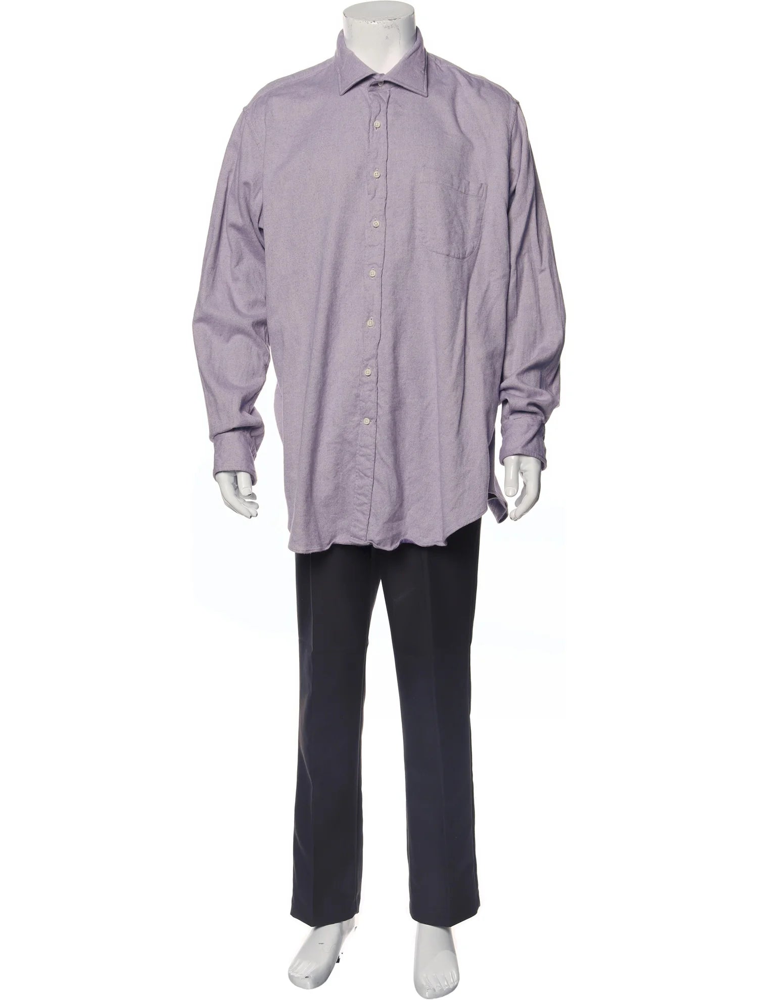 The RealReal,Sid Mashburn, Sid Mashburn Light Purple Long Sleeve Flannel Button Up Shirt With Front Pocket, Purple, Extra Extra Large-52-TagXL