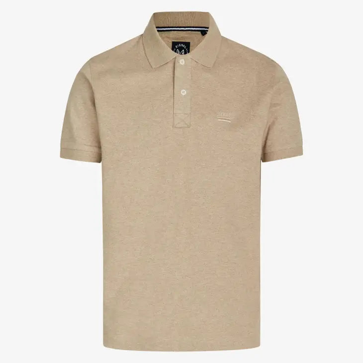 Faire,Signal Clothing, Signal Clothing Beige Heathered Short Sleeve Polo, Tan, Large-44-TagL