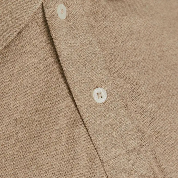 Faire,Signal Clothing, Signal Clothing Beige Heathered Short Sleeve Polo, Tan, Large-44-TagL