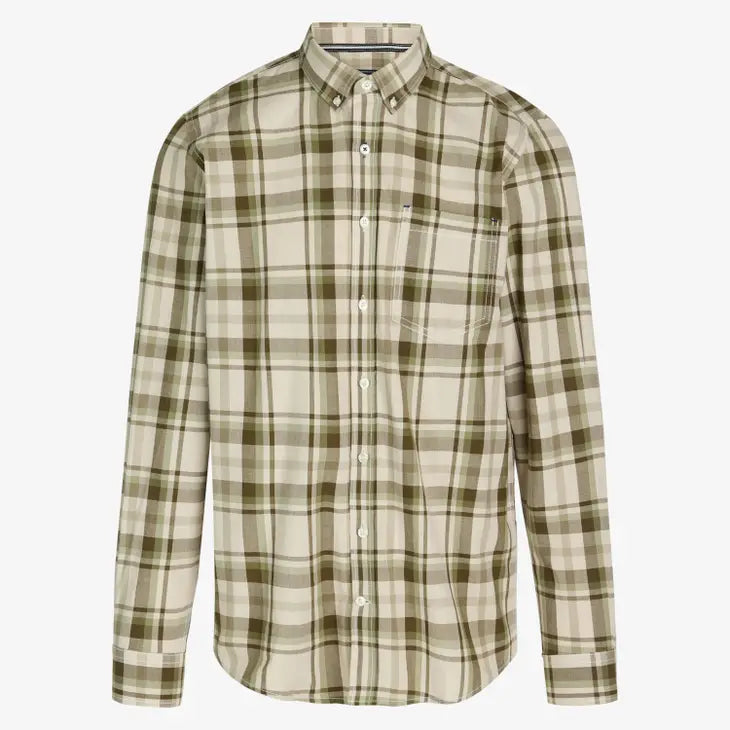 Faire,Signal Clothing, Signal Clothing Beige With Brown & Green Plaid Long Sleeve Button Up Shirt, Tan, Large-46-TagM