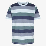Signal Clothing Blue And Green Horizontal Striped Short Sleeve T-shirt