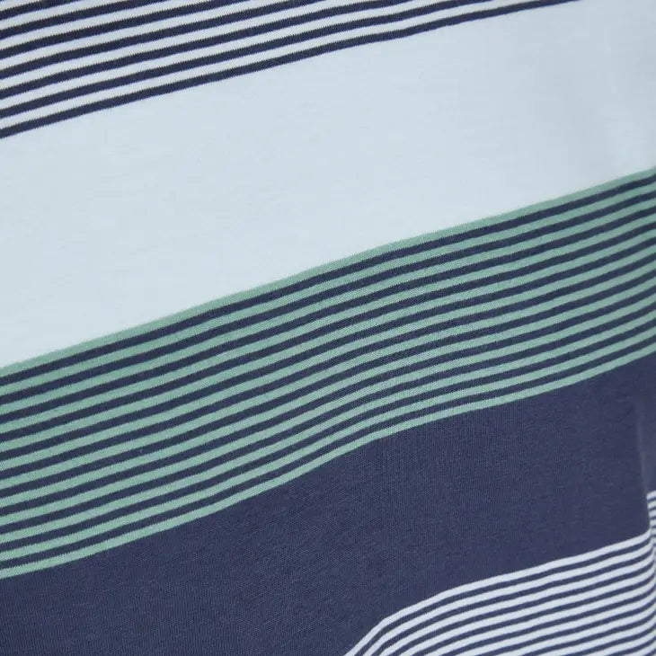 Signal Clothing Blue And Green Horizontal Striped Short Sleeve T-shirt