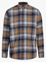 Signal Clothing Blue & Tan Check Print Flannel Long Sleeve Button Up