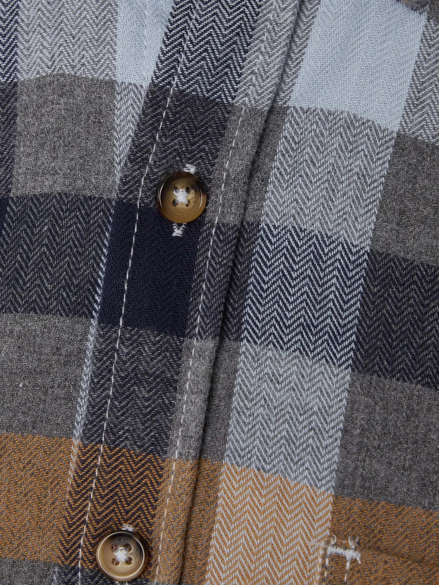 Faire,Signal Clothing, Signal Clothing Blue & Tan Check Print Flannel Long Sleeve Button Up, Blue, Large-46-TagM