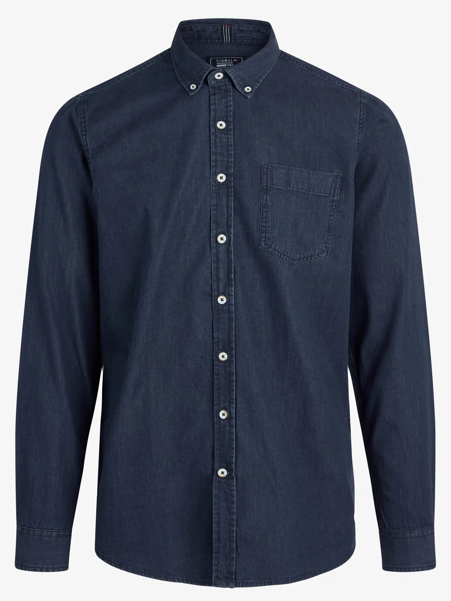 Faire,Signal Clothing, Signal Clothing Dark Blue Denim Long Sleeve Button Up, Blue, Medium-42-TagS