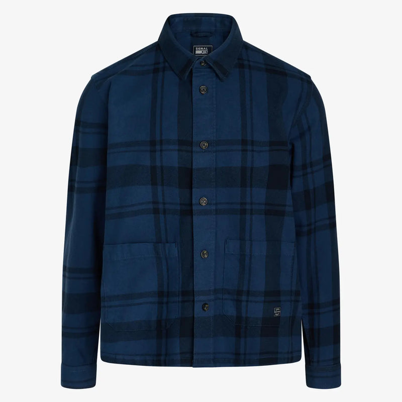 Signal Clothing Dark Blue Tonal Plaid Button Up Shirt Jacket