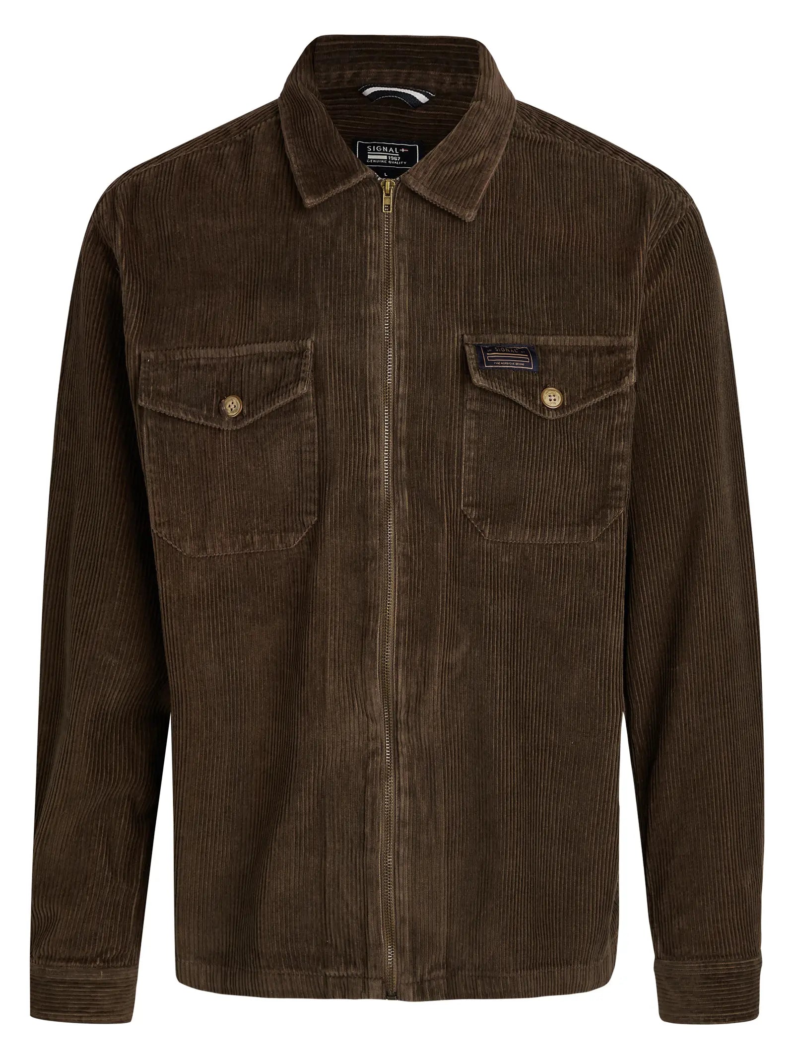 Faire,Signal Clothing, Signal Clothing Dark Brown Corduroy Zip Up Jacket, Brown, Large-46-TagM