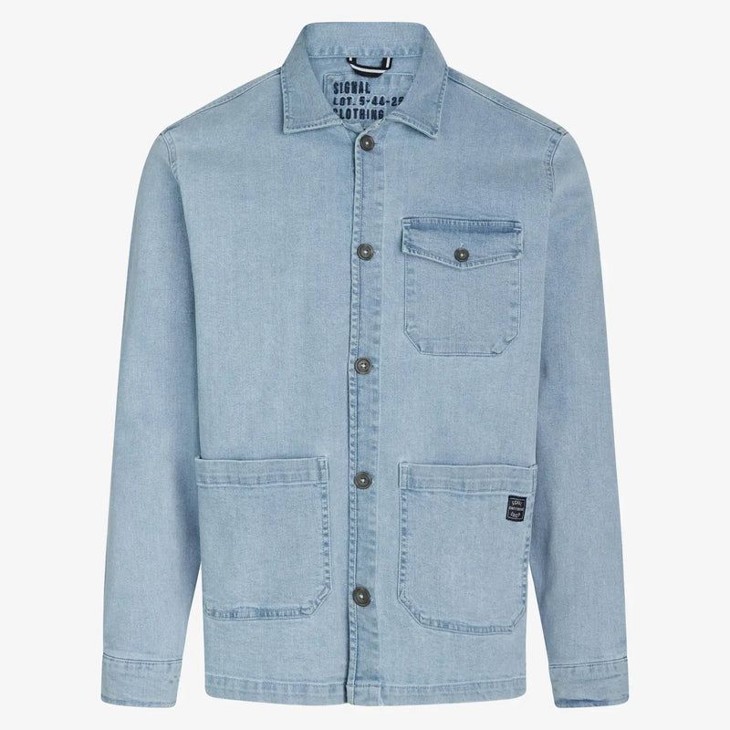 Signal Clothing Light Blue Denim Button Up Shirt Jacket With Three Front Pockets