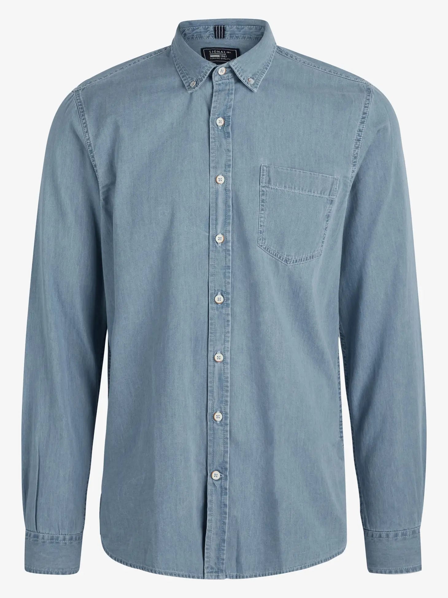 Faire,Signal Clothing, Signal Clothing Light Blue Denim Long Sleeve Button Up, Blue, Extra Large-49-TagXL