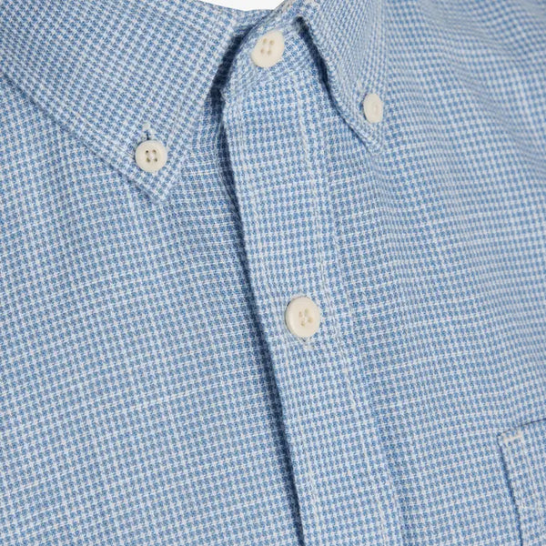Signal Clothing Light Blue Mini Houndstooth Print Short Sleeve Button Up Shirt With Chest Pocket