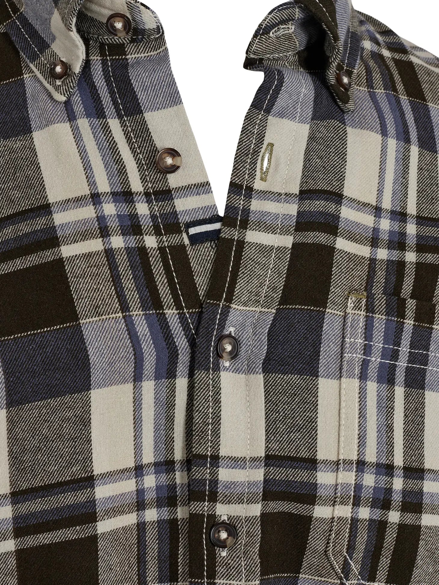 Faire,Signal Clothing, Signal Clothing Moss Green & Blue Plaid Print Flannel Long Sleeve Button Up, Green, Large-45-TagM