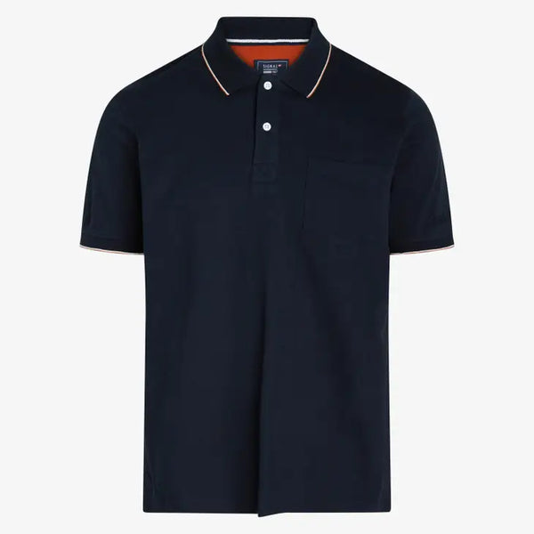 Signal Clothing Navy Short Sleeve Knit Polo With Collar Details And Chest Pocket