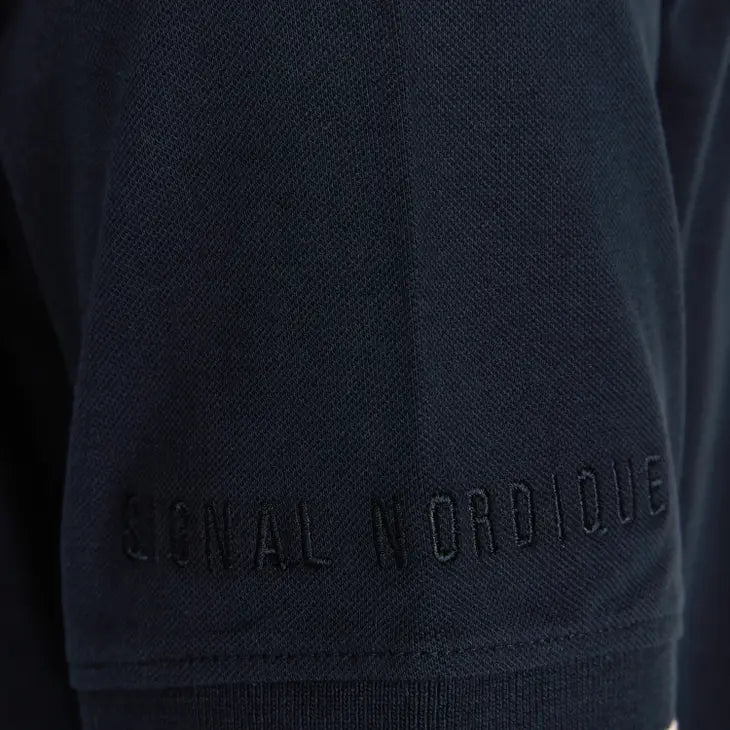 Faire,Signal Clothing, Signal Clothing Navy Short Sleeve Knit Polo With Collar Details And Chest Pocket, Blue, Extra Extra Large-49-TagXL