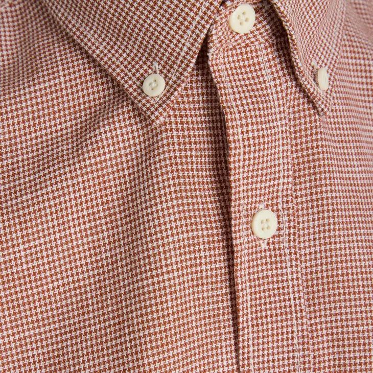 Faire,Signal Clothing, Signal Clothing Red Mini Houndstooth Print Short Sleeve Button Up Shirt, Red, Large-46-TagM