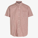 Signal Clothing Red Mini Houndstooth Print Short Sleeve Button Up Shirt