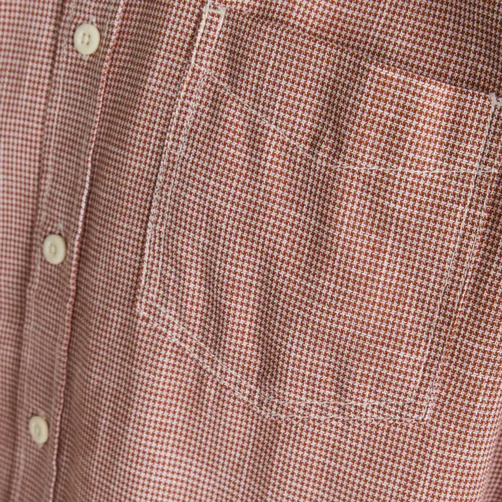 Faire,Signal Clothing, Signal Clothing Red Mini Houndstooth Print Short Sleeve Button Up Shirt, Red, Large-46-TagM
