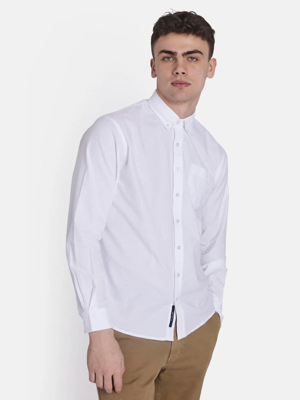 Signal Clothing White Solid Long Sleeve Oxford Button Up