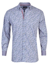 Spazio Grey With Pink Floral Print Long Sleeve Button Up Shirt