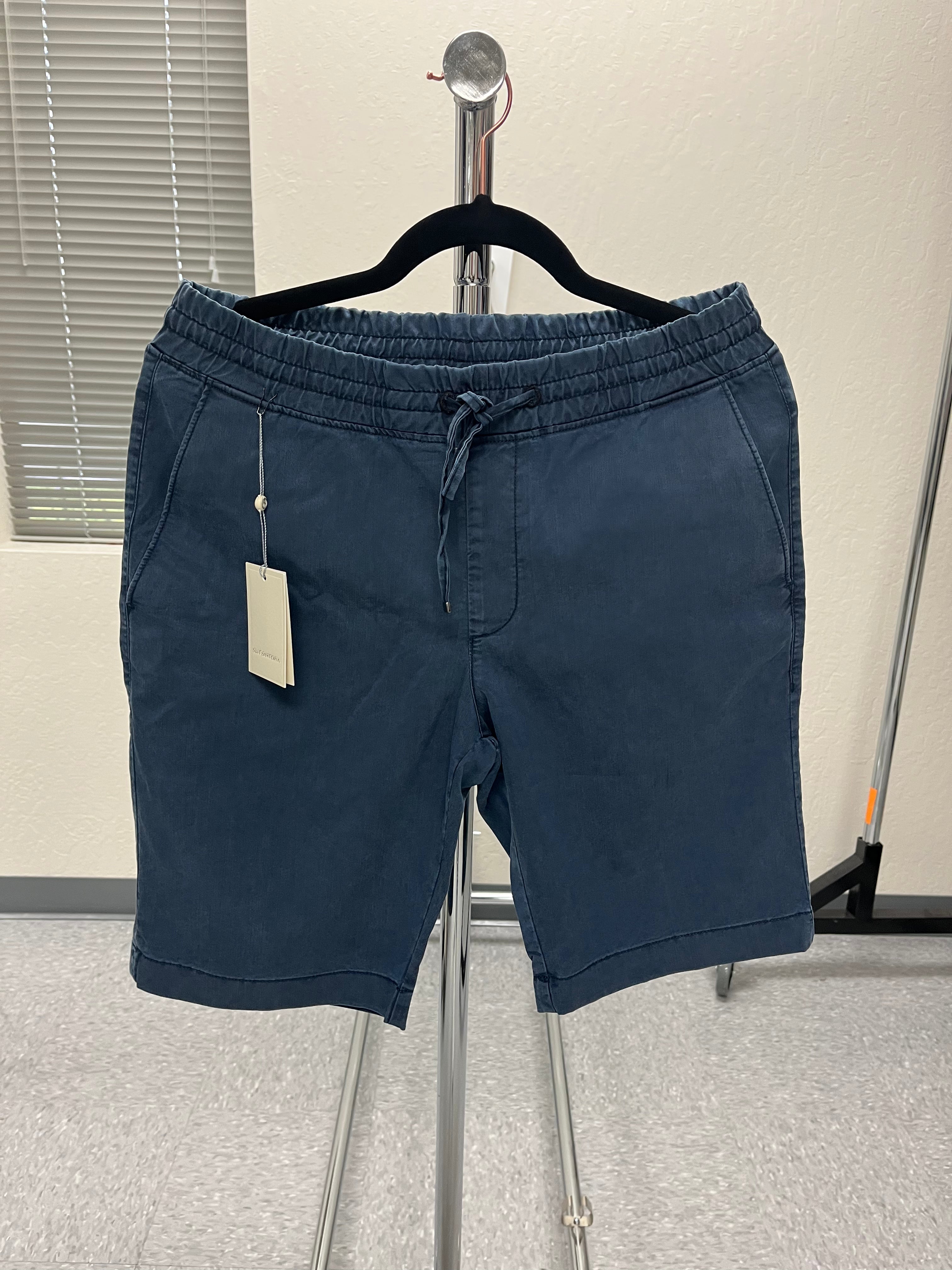 Wholesale,Suit Sartoria, Suit Sartoria Blue Washed Drawstring Bermuda Shorts, Blue, 32W-10L-Tag42
