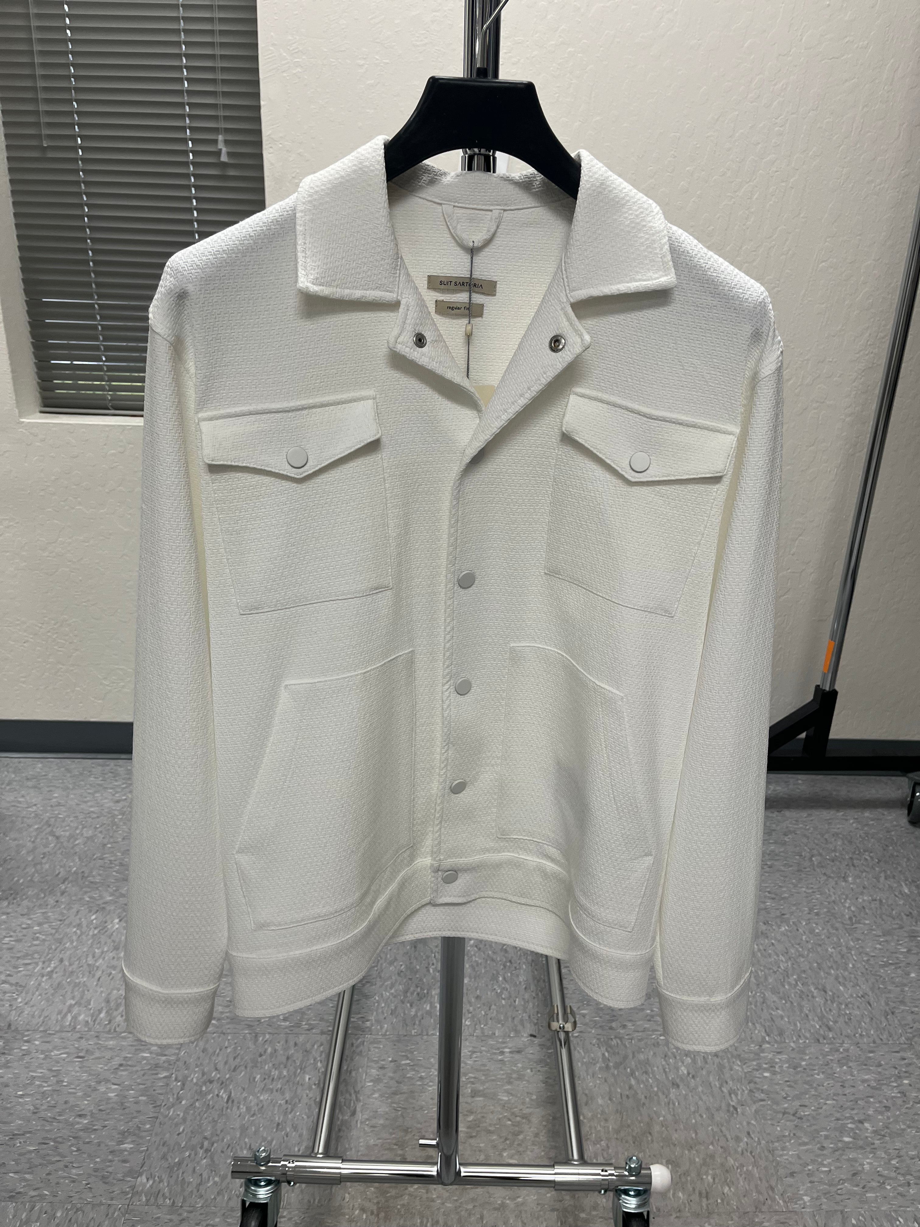 Wholesale,Suit Sartoria, Suit Sartoria White Textured Overshirt, White, Extra Large-48-Tag54