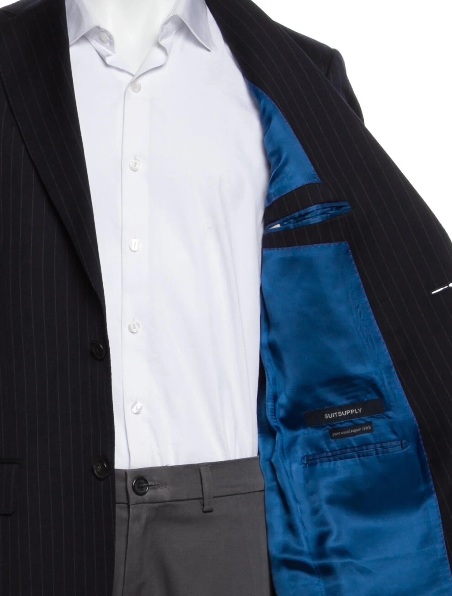 The RealReal,Suitsupply, Suitsupply Black Pinstripe Pure Wool Super 110 Blazer, Black, Extra Large-52-TagXL