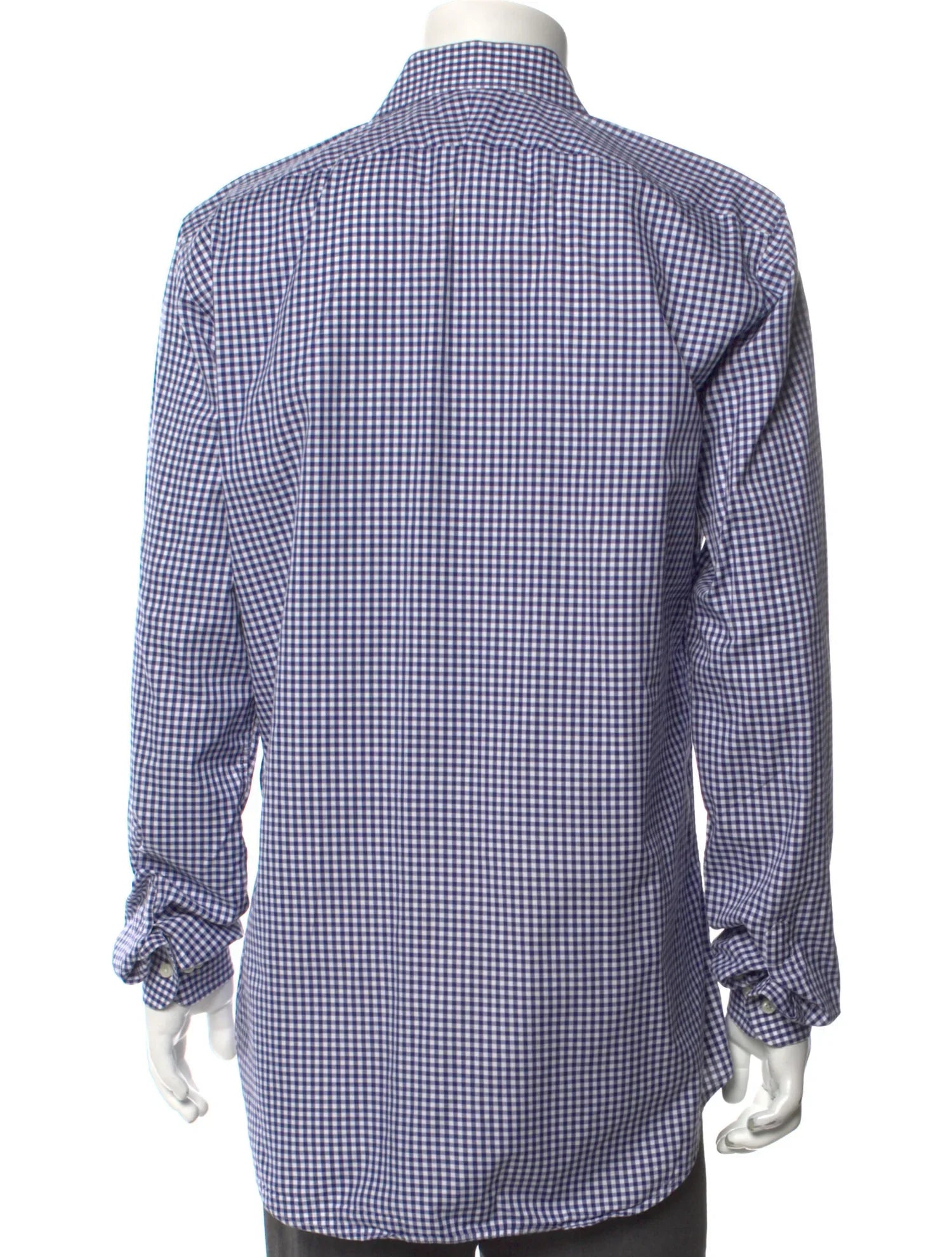 The RealReal,Suitsupply, Suitsupply Blue Micro Check Print Long Sleeve Button Up, Blue, Large-46-TagL