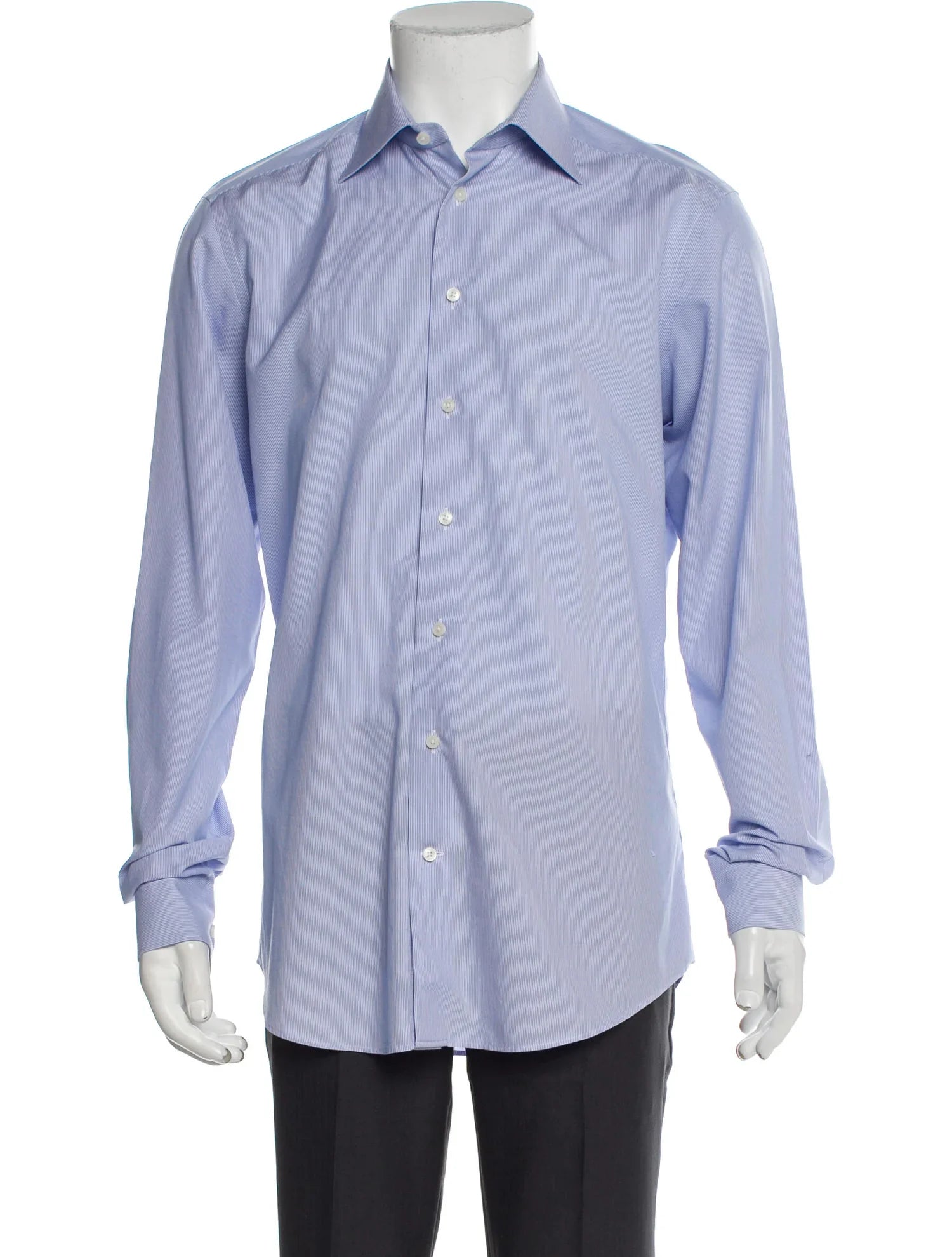 The RealReal,Suitsupply, Suitsupply Light Blue Striped Traveller Long Sleeve Button Up, Blue, Medium-44-TagM